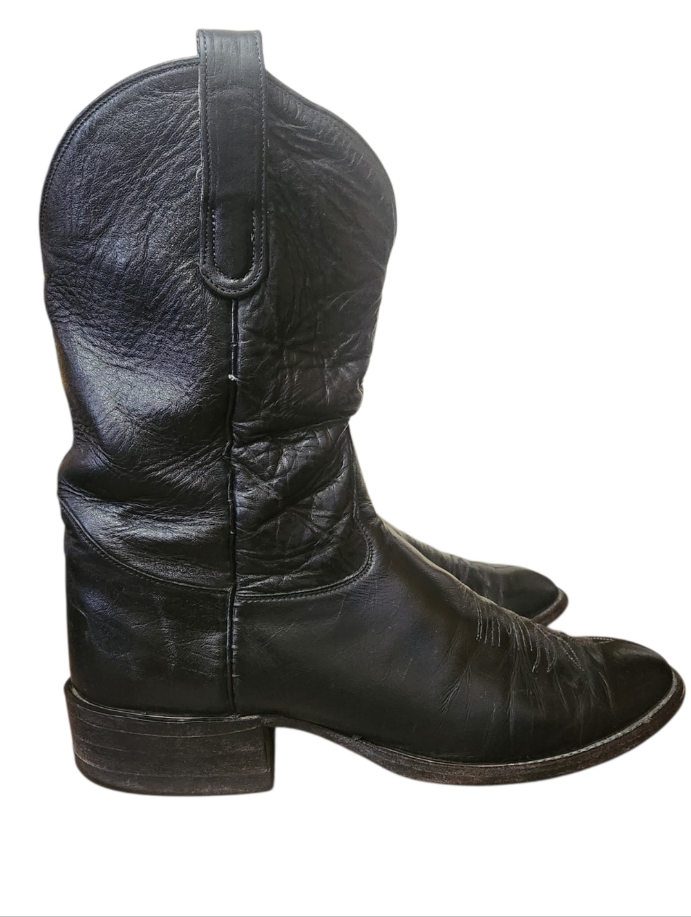 Vtg Tony Lama 2801 Men’s Western Cowboy Boots Size 10B Black Leather USA Classic - Picture 3 of 16